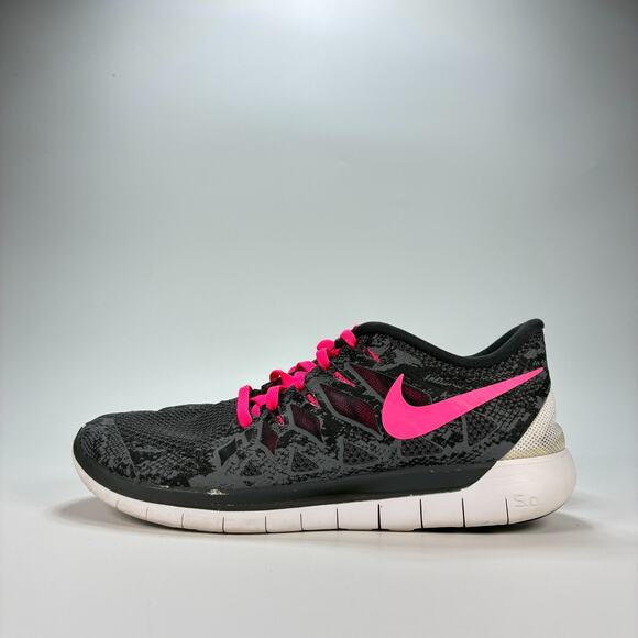 Nike Free 5.0 Gray Pink Running Shoe Sneakers Lace Up 705347-016 Women's Size 8 - Picture 4 of 10